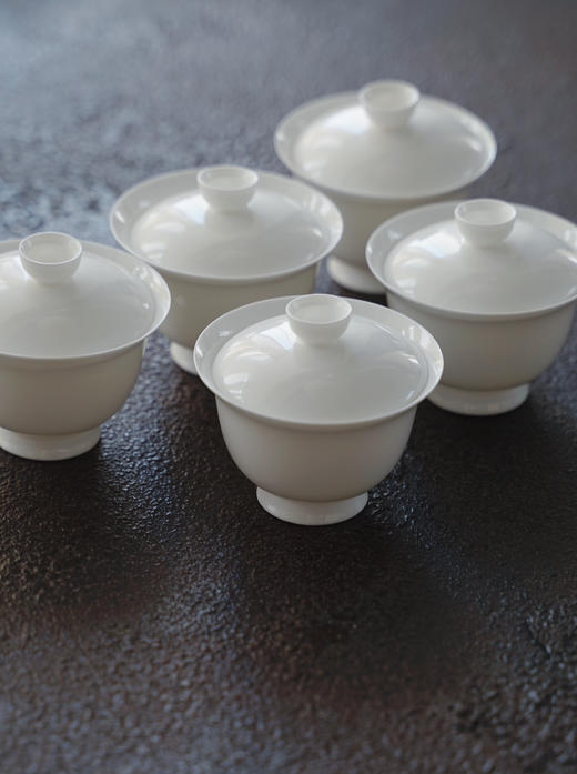 清如许｜骨瓷薄胎盖碗 100CC 骨瓷蛋壳杯 3只/组 工夫茶杯 薄透密度高 聚香 商品图5