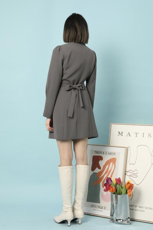 amadella 灰色翻领泡泡袖西装连衣裙 15553 商品图3