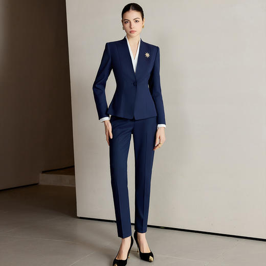 IWY/藏青色西装套装女气质干练公务员面试职业装CP2223+B502 商品图0