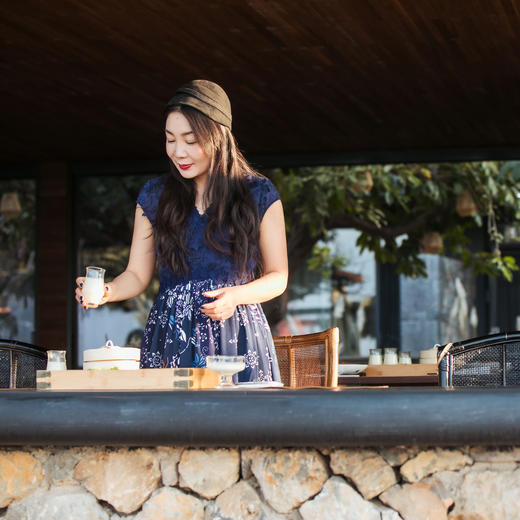 【林栖设计小店】（现货）纯棉水田连衣裙复古蓝印花铁线莲花纹优雅绣花2025春夏新品长裙女1952053 商品图3