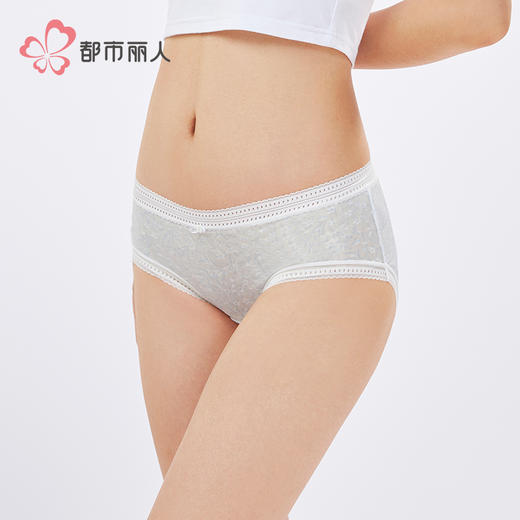 都市丽人薄透丝滑蕾丝网布系列蕾丝平角裤LKH2A2 商品图2
