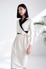 Le Malene 黑白拼接西装领系带连衣裙 15784 商品缩略图0