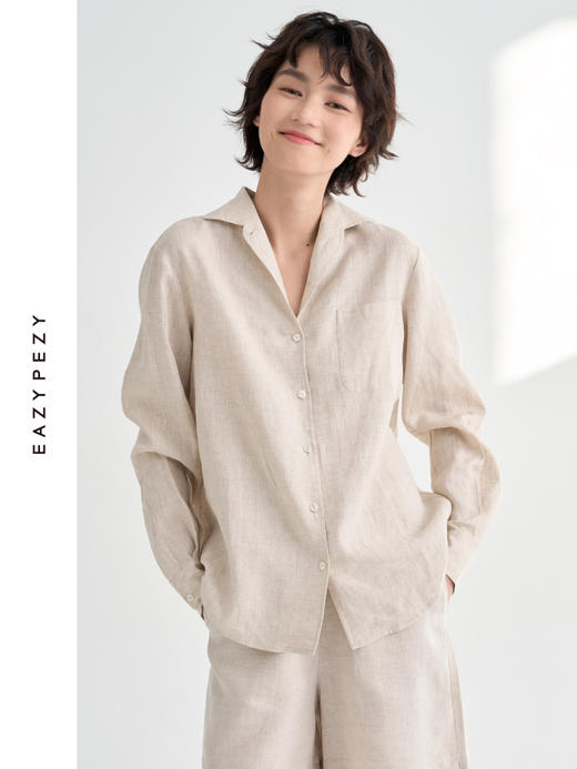 亚麻合身经典衬衫 商品图0