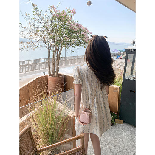 <曾小咸推荐>重工春季休闲杏底蓝色碎花连衣裙 商品图4