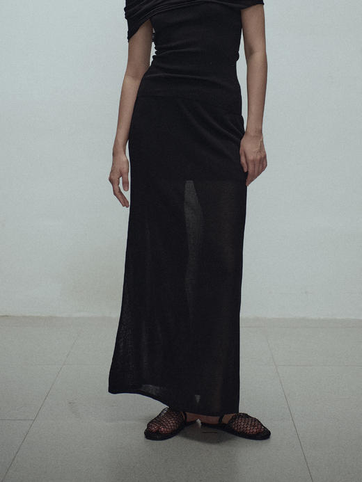 VC｜SS25033 Shanti sheer knit skirt [半身裙 黑 / 白 / 卡其 ] 商品图4