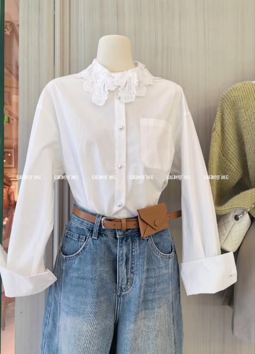【门店同款】ENJOY春季盐貌似糖花边领衬衫 161143070 商品图0