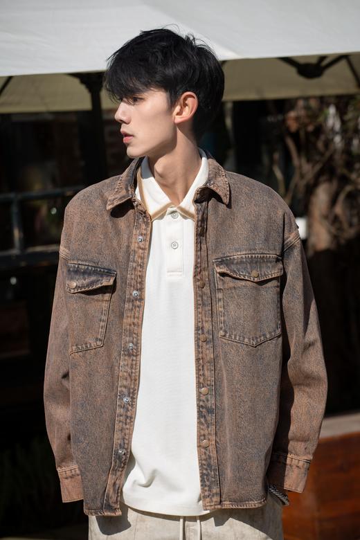 W419625246复古洗水牛仔衬衫 商品图0