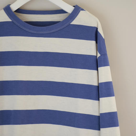 蓝白条纹棉T恤 商品图1