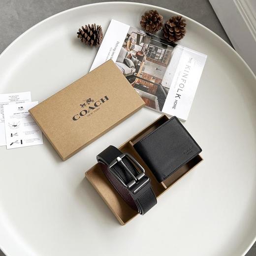 Coach蔻驰男女通用精品皮带短款钱包74993皮带尺寸：120*3.8cm单扣头可裁剪可双面换用钱包尺寸：11.5x9.5cm（EJ） 商品图6