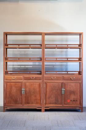 红桥红  家具严选  缅甸花梨（大果紫檀）【196 抽屉柜门 线条素工 书架】