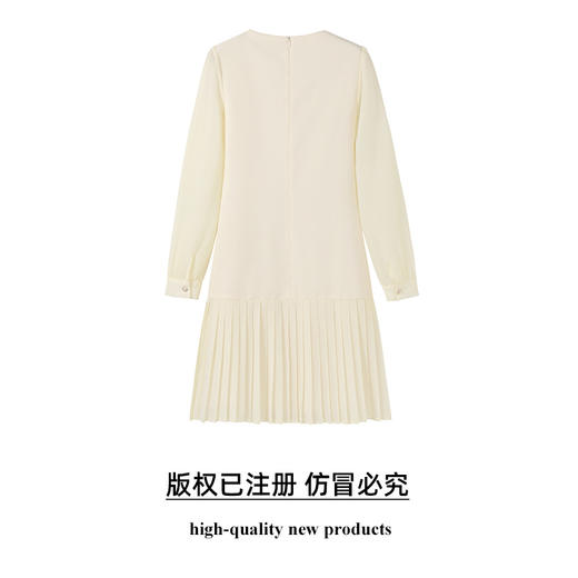 奢姿2025年春季新款大码女装拼接百褶法式裙子胖妹妹圆领连衣裙9951892531 商品图1