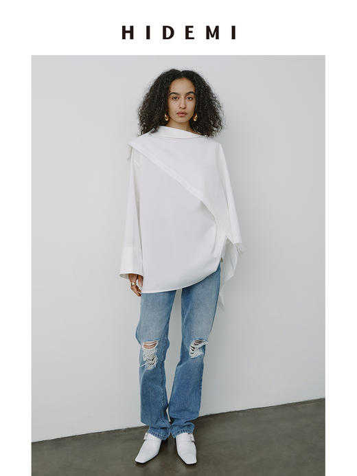 HIDEMI都市单宁系列多重水洗猫须牛仔蓝不规则破洞手作做旧牛仔裤 商品图11