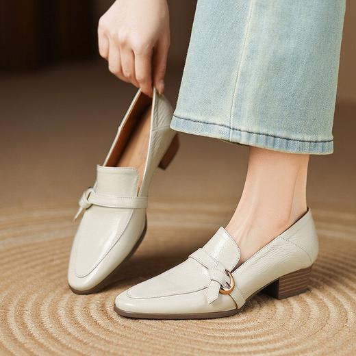 【预售5天】四季女鞋新款百搭头层羊皱软漆皮乐福瓢鞋粗跟小皮鞋LD&7256 商品图2