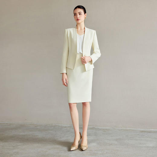IWY/浅色职业西装套装女正装高级感无领西服外套时尚通勤职业工作服CS2227 商品图1