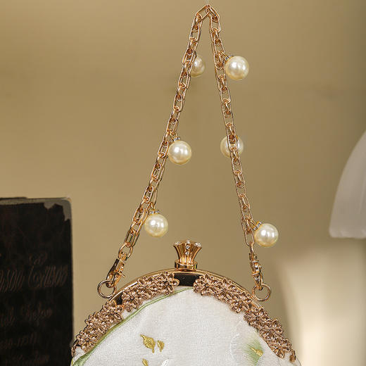 【香水马蹄】古风旗袍宴会手拿包  珍珠提手绣花小方包QB 商品图2