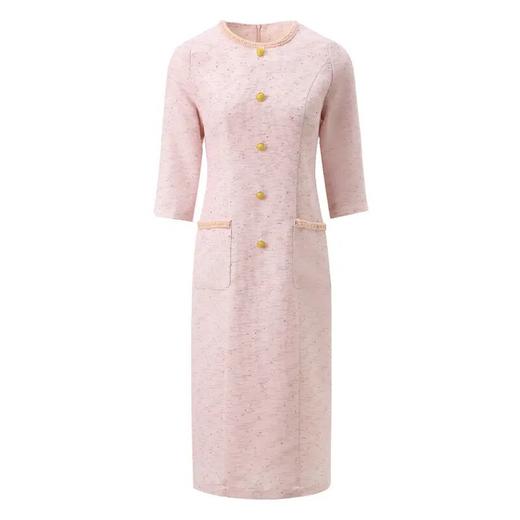 【自】全新升级【铂金会员431/天猫579/差价148】(20225) 洛诗琳2025春季新款时尚优雅收腰显瘦日常粉色小香风连衣裙 商品图4