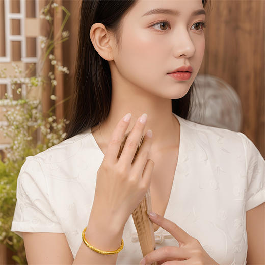 平安镯 足金云纹福手镯 黄金镯子大金镯女士礼物【按克计价黄金1】MEMORA诗普琳GW326004 商品图1