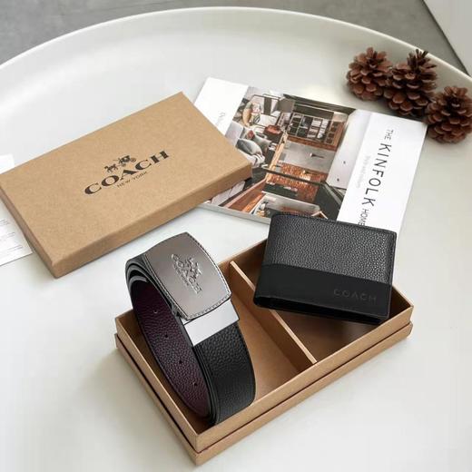 Coach蔻驰男女通用精品皮带短款钱包74993皮带尺寸：120*3.8cm单扣头可裁剪可双面换用钱包尺寸：11.5x9.5cm（EJ） 商品图4