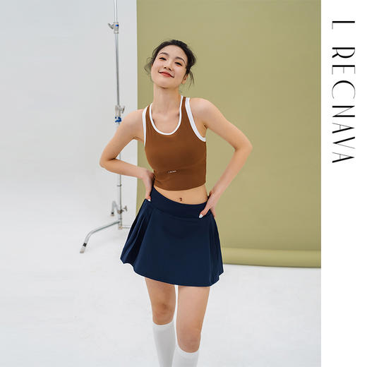 L RECNAVA [撞色拼接一体杯运动背心] 加宽工字背中高强度 U形领口 假两件凉感爽肤胸衣 副乳友好 商品图5