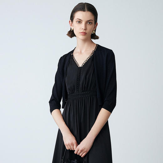 EITIE爱特爱夏季新款通勤气质显瘦纯色针织开衫7801507 商品图7