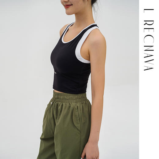 L RECNAVA [撞色拼接一体杯运动背心] 加宽工字背中高强度 U形领口 假两件凉感爽肤胸衣 副乳友好 商品图2