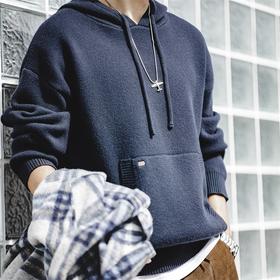 【触感软糯带弹 叠穿不臃肿】休闲重磅连帽针织衫卫衣