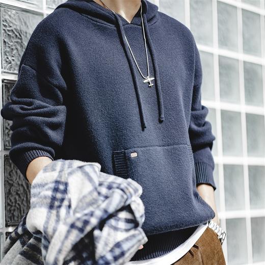 【触感软糯带弹 叠穿不臃肿】休闲重磅连帽针织衫卫衣 商品图0