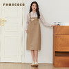 Famecoco文艺范明线宽松直筒纯棉背带连衣裙春秋款FAB6FE001 商品缩略图0