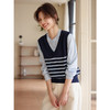 【周四狂欢价】熙世界学院风条纹针织马甲拼接长袖衬衫假两件上衣女2025春秋新款 商品缩略图4