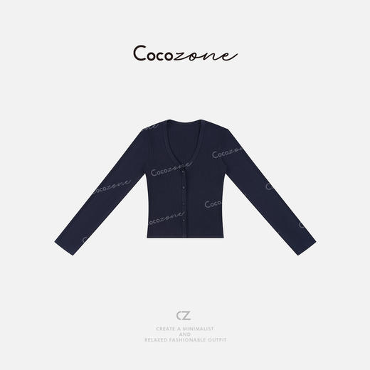 COCO ZONE 春季高级感纯色V领长袖针织开衫CD1A0296 商品图0