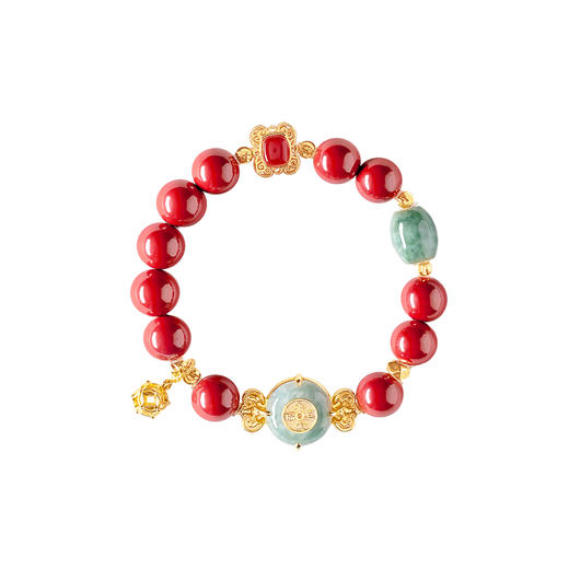 【故宫饰品】福在眼前翡翠朱砂平安扣手串生日礼物 商品图5