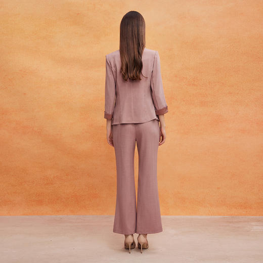 QE100斯尔丽25春新款白领OL手工盘扣西装搭配直腿西裤含吊带套装三件套 商品图1