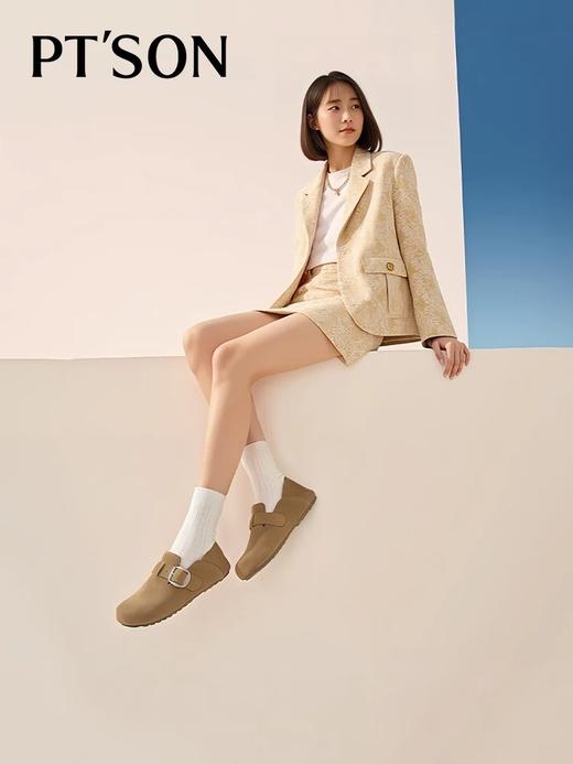 PT'SON百田森 全包勃肯鞋女2025新款春秋超软平底鞋棕色深口单鞋 商品图1