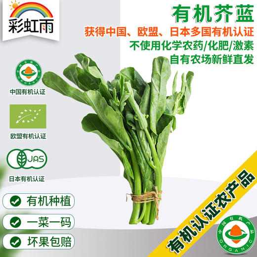 彩虹雨 新鲜青菜 有机蔬菜 芥蓝250g 欧盟认证北京农场配送 京津冀满百包邮 商品图0