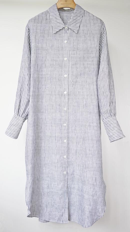 亚麻经典条纹衬衫裙 商品图4