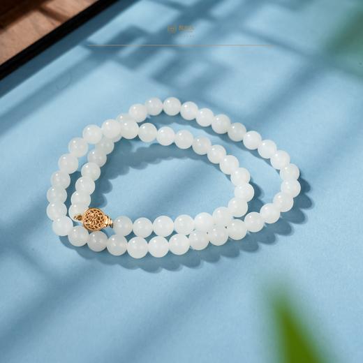 新疆国玉盟世玉【玉润华光】和田白玉圆珠项链【带证书·顺丰物流】 商品图1