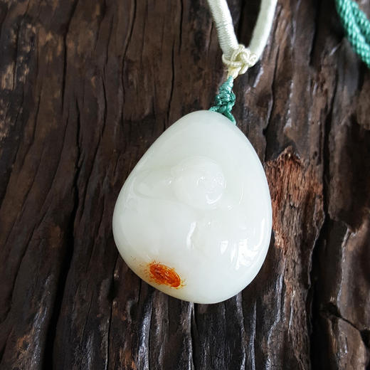 【天然正品】天然新疆料无裂油润度佳佛公和田玉吊坠项链37.1*30.5*17.1MM（皆取最大值） 中性款现售价：980特价！260225XY17 商品图3