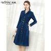 未风蓝色牛仔连衣裙女春2025春季新款女装气质显瘦长袖西装领裙子 商品缩略图2