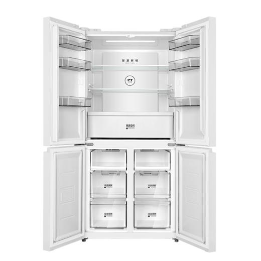 美的冰箱BCD-465WSGPM极地白 铂金净味，有效吸附分解异味；雷达感温，呵护食材延长保质期；立体多维送风，食物鲜润不结霜； 商品图1