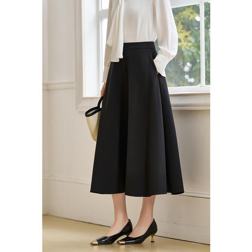剩S 米思阳2026春季新款通勤职业半身裙高腰中长款百搭a字伞裙女5681 商品图1