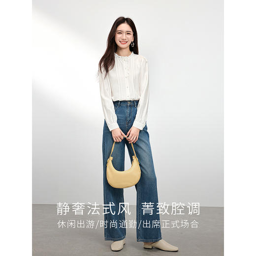 【99元福袋不支持退换】熙世界法式花边立领白衬衫女2025春秋新款浪漫优雅轻熟风长袖上衣 商品图2