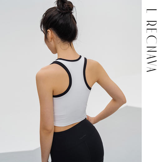 L RECNAVA [撞色拼接一体杯运动背心] 加宽工字背中高强度 U形领口 假两件凉感爽肤胸衣 副乳友好 商品图6