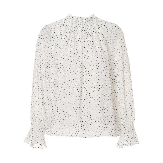 EITIE爱特爱2025春季新款舒适波点印花显瘦木耳领小上衣A2513503 商品图5