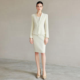 IWY/浅色职业西装套装女正装高级感无领西服外套时尚通勤职业工作服CS2227