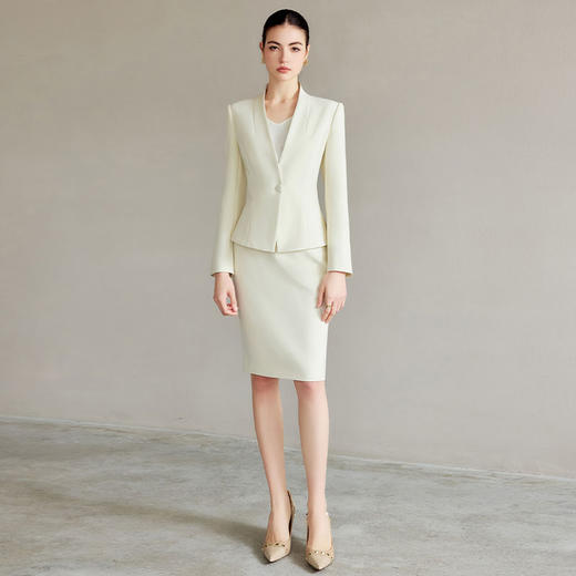 IWY/浅色职业西装套装女正装高级感无领西服外套时尚通勤职业工作服CS2227 商品图0