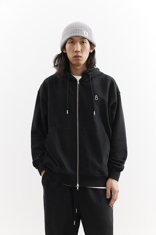 吃茶去chichaqu25经典复古刺绣全棉带帽拉链卫衣宽松休闲百搭男女 商品图4