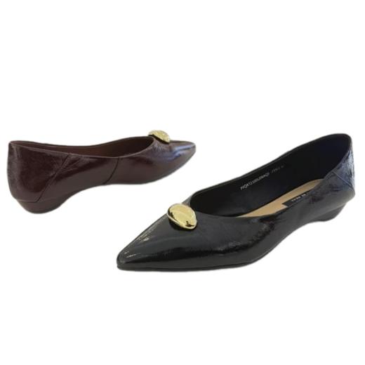 PT'SON百田森 女鞋尖头浅口时装单鞋2025春季新款复古两穿低跟鞋PYQA5110 商品图1