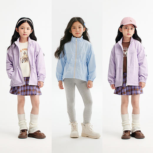 森马儿童外套春季撞色绣花宽松立领上衣女童时尚简约百搭童装休闲 商品图2
