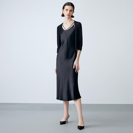 EITIE爱特爱夏季新款通勤纯色简约薄透针织开衫7801508 商品图1