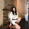 西遇白色长袖连衣裙女2025年春季新款镂空度假民族风包臀衬衫裙SS150098 商品缩略图3